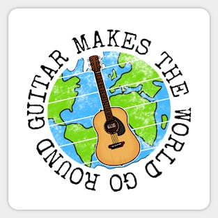 Guitar Makes The World Go Round, Acoustic Guitarist Earth Day Sticker